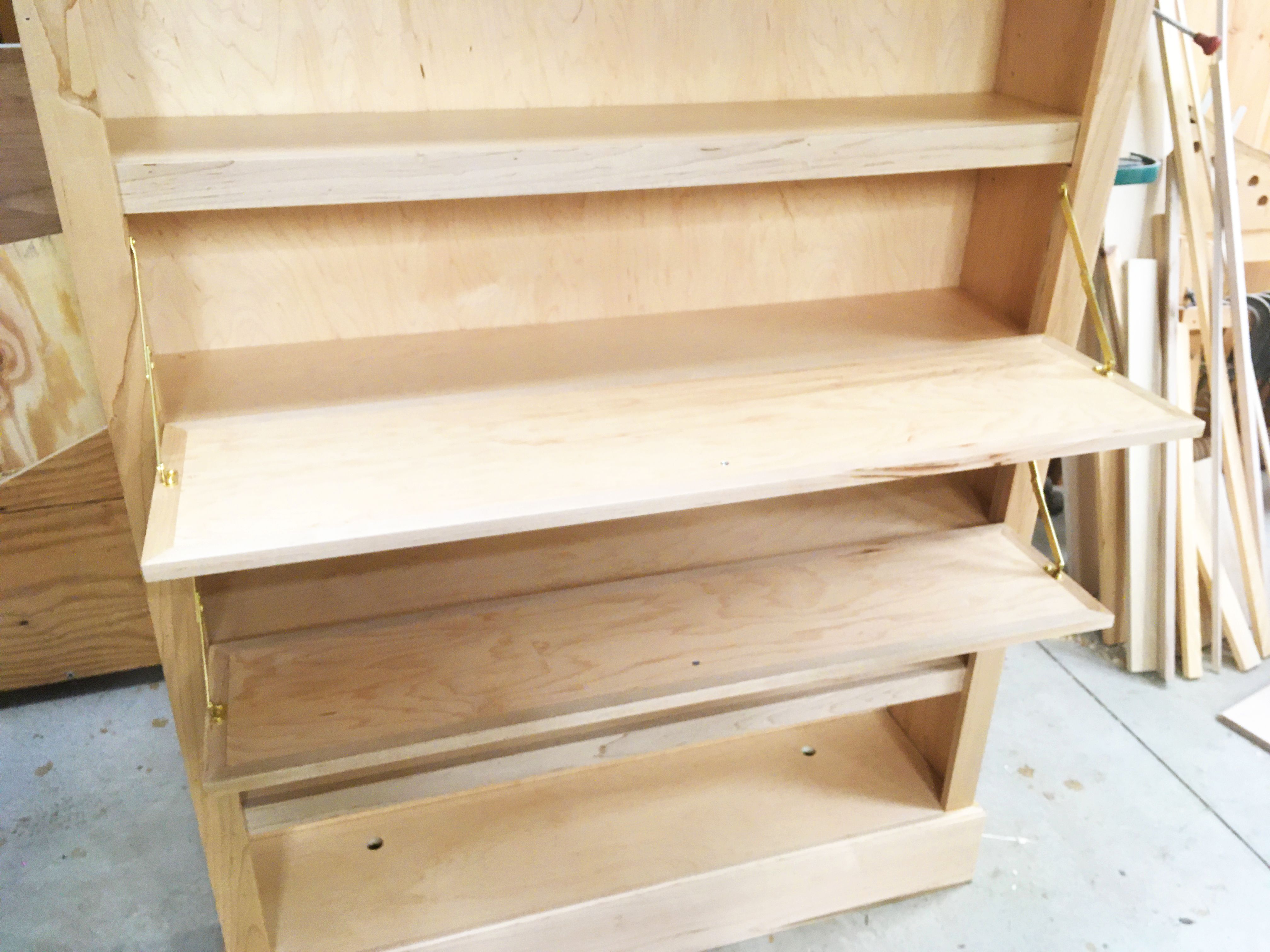 Hand Crafted Custom Bookcase With Fold Down Desks by Kit Clark