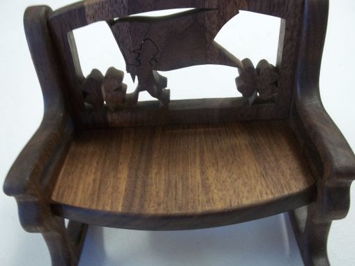 Custom Made Small Hand Carved Wooden "Rocking" Bench
