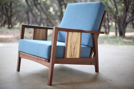 Custom Made Wood And Upholstery Midcentury Modern Lounge Chair