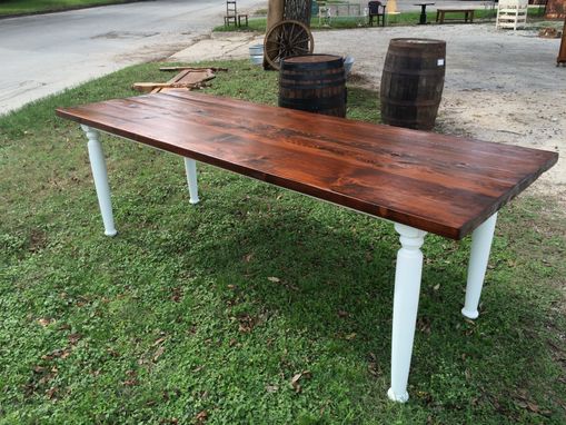 Custom Made 8 Ft. Western Red Cedar Farm Table With Chalk Paint Base