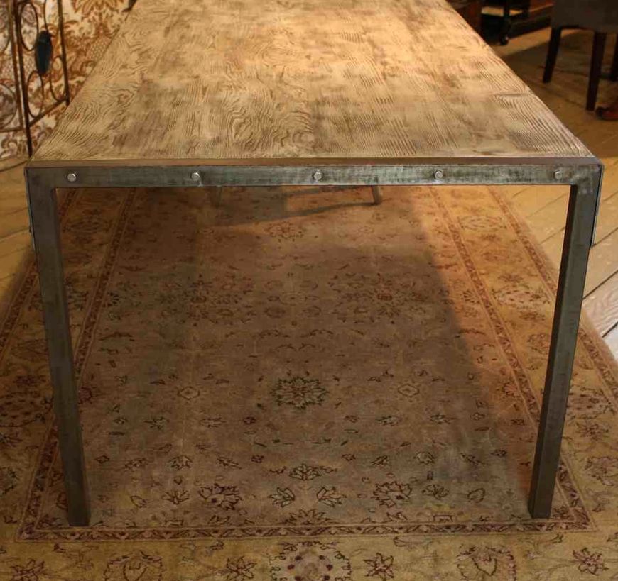 Hand Crafted Urban Dining Table-Reclaimed Wood Top-Distressed Metal Legs by Mortise & Tenon ...