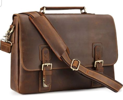 Custom Made 8 Inch Large Leather Mens Briefcase Laptop Business Bag, Leather Satchel
