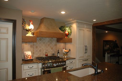 Custom Made Rustic Island With French Country Painted Cabinets