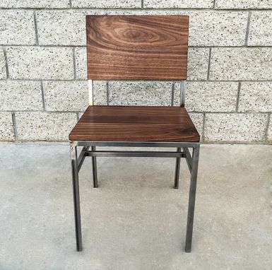 Custom Made Industrial Style Walnut And Steel Dining Or Desk Chair