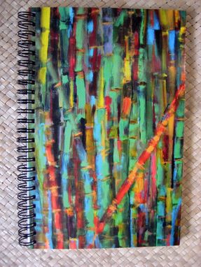 Custom Made Journal Spiral Notebook Diary Any 3 With Original Artwork- Green Yellow Blue Ochre