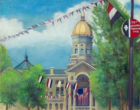 Custom Made Frontier Days Flag Frenzy (Cheyenne, Wyoming) Oil Painting - Fine Art Print On Paper