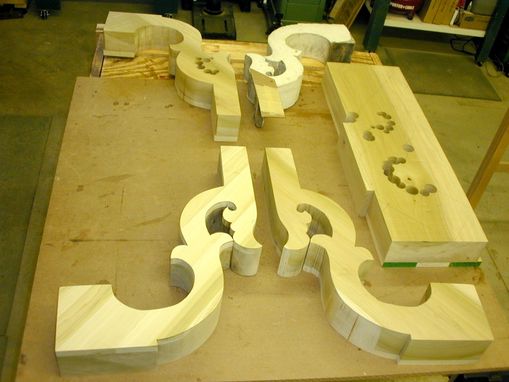 Custom Made Harvest Table Supported By Architectural Corbels
