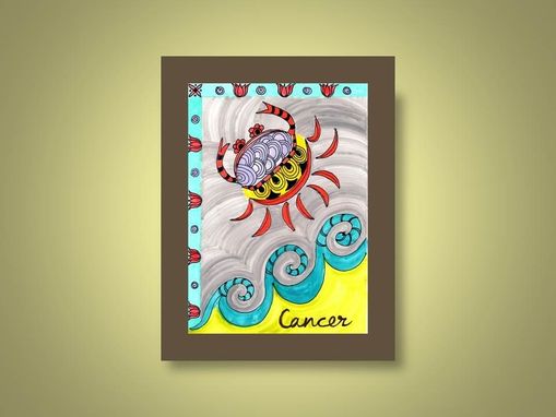 Custom Made Cancer Zodiac Sign Print Ink And Acrylic Painting 5"X7" Element Water