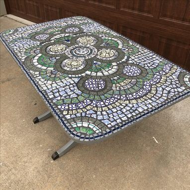Custom Made Broken China Mosaic Drop Leaf Table