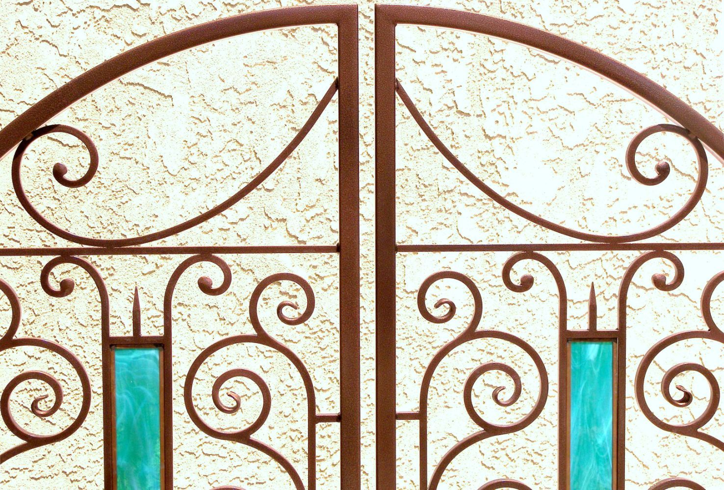 Hand Crafted Iron & Stained Glass Gate, Wine Cellar Door, Courtyard