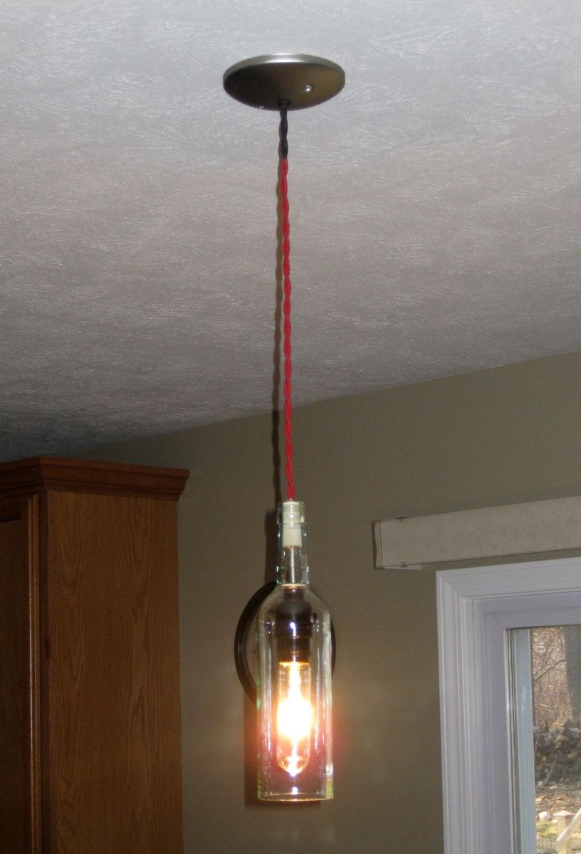 Custom Wine Bottle Pendant Light by Milton Douglas lamp Co