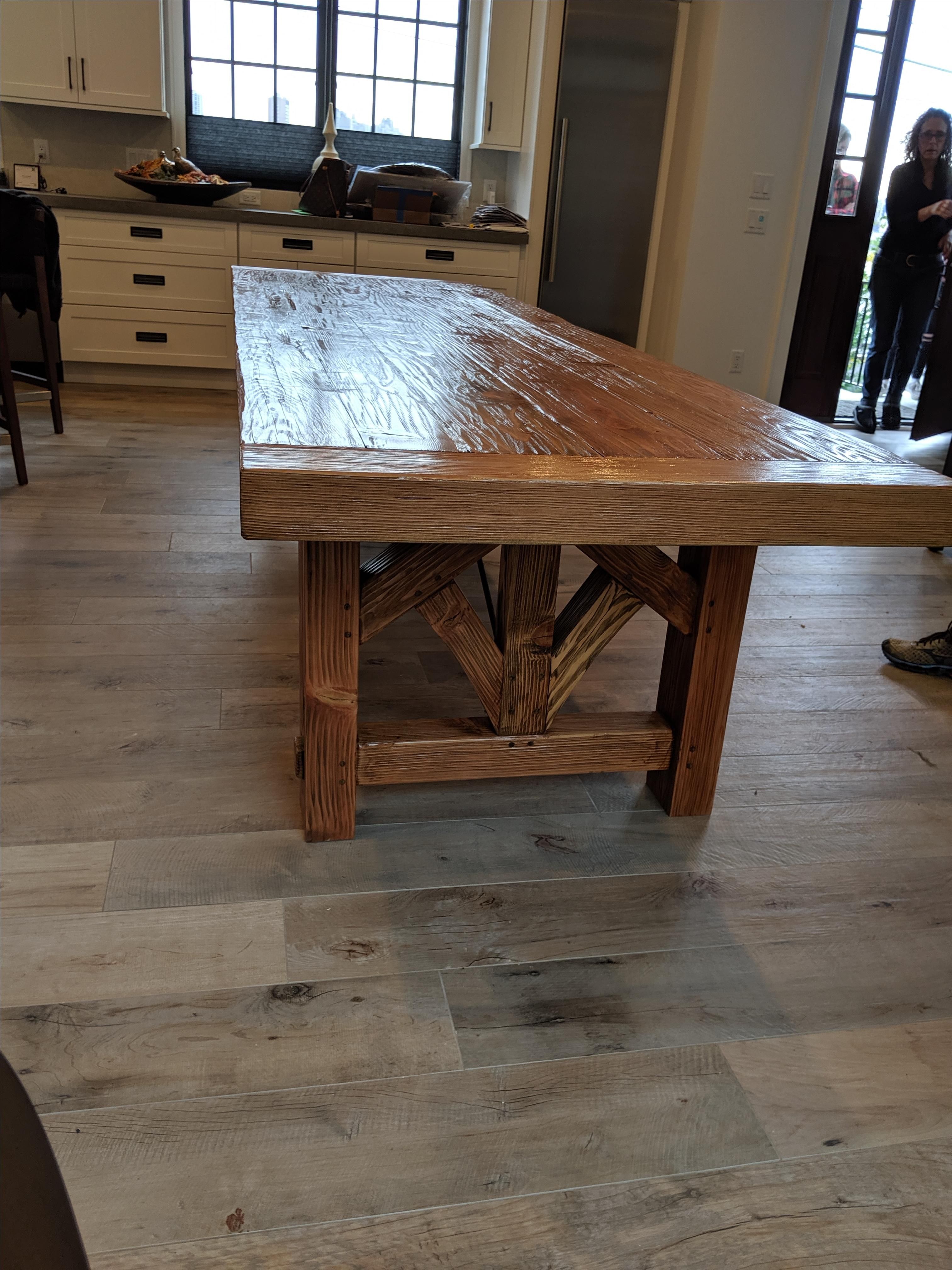 Hand Crafted Timber Frame Table by Family Sawmill Restorations and