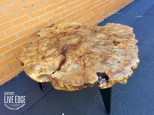 Custom Made Coffee Table- Live Edge- Oyster Shape- Tree Stump- Industrial- Modern- Natural Wood- Round Table