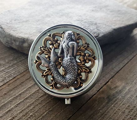 Custom Made Handmade Nautical Mermaid Siren Silver Pill Box
