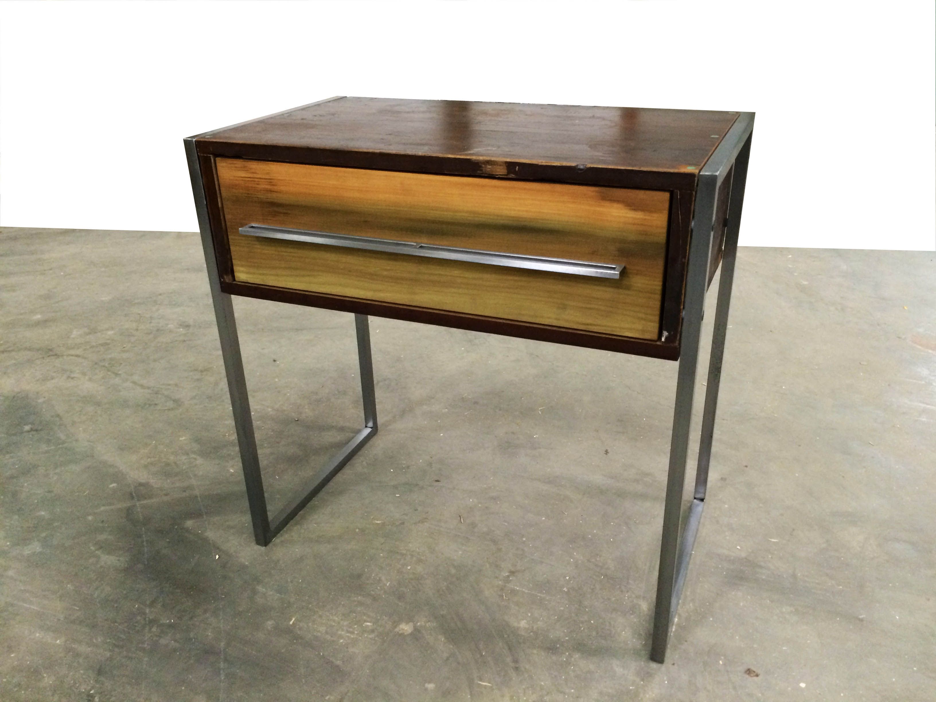 Wood And Metal Nightstand