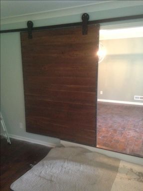 Custom Made Industrial Steel And Black Walnut Sliding Barn Door