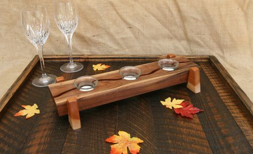 Custom Made Modern Decor Table Centerpiece Natural Walnut & Cherry Tealight Votive Candle Holder