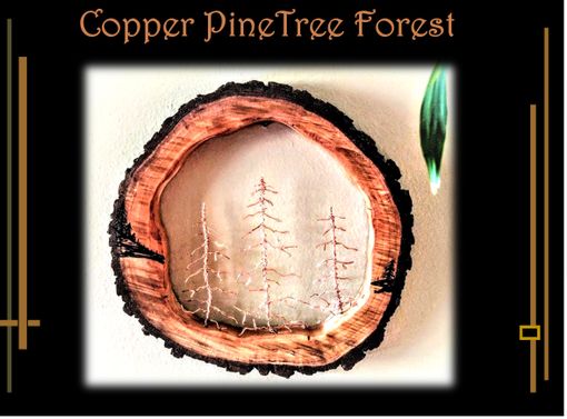 Custom Made Rustic, Tree,Art, Copper Wire Trees, Cut Out Tree Slice, Original Art