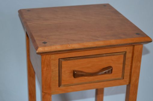 Custom Made Solid Curly Cherry And Walnut Petite Table / Night Stand