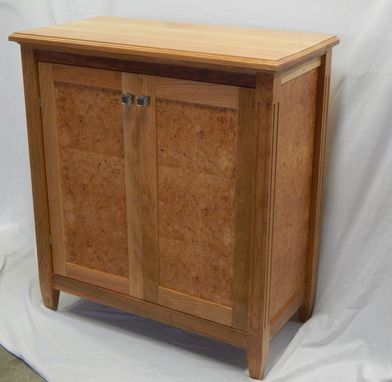 Custom Made Maple Burl And Cherry Cabinet