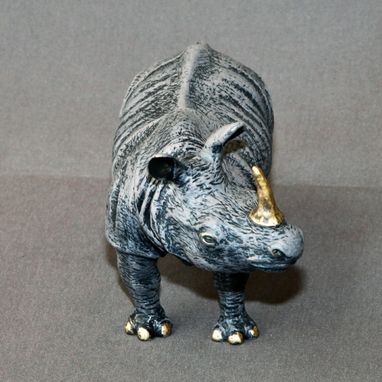 Custom Made Bronze Rhinoceros "Rhinoceros Small" Rhino Figurine Statue Sculpture Limited Edition Signed Numbered
