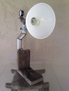 Custom Made Reclaimed Weathered Wood/Industrial/Steampunk Edison Light Table Lamp