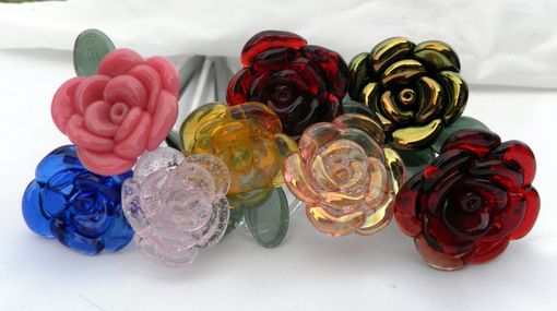 Custom Made Set Of 12 Long-Stemmed Glass Roses "Untamed Roses''
