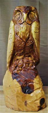 Custom Made Native Red Cedar Hoot Owl Sculpture