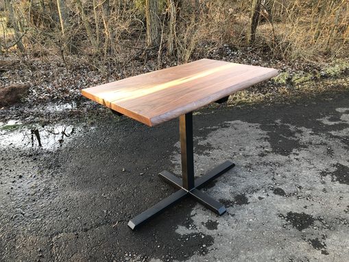 Custom Made Live Edge Walnut And Steel Pedestal Table