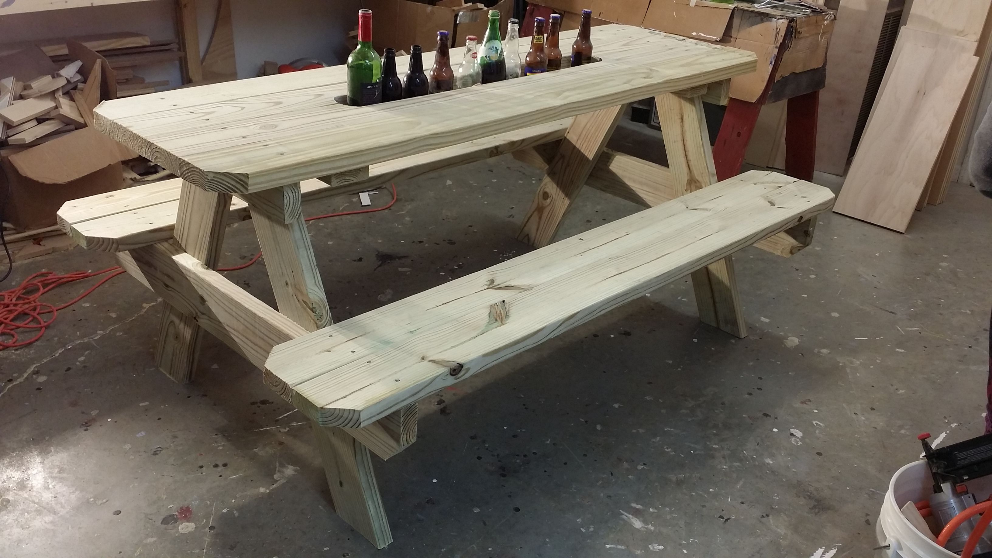 Buy Hand Made Picnic Table With Built In Wine Chiller !, made to order