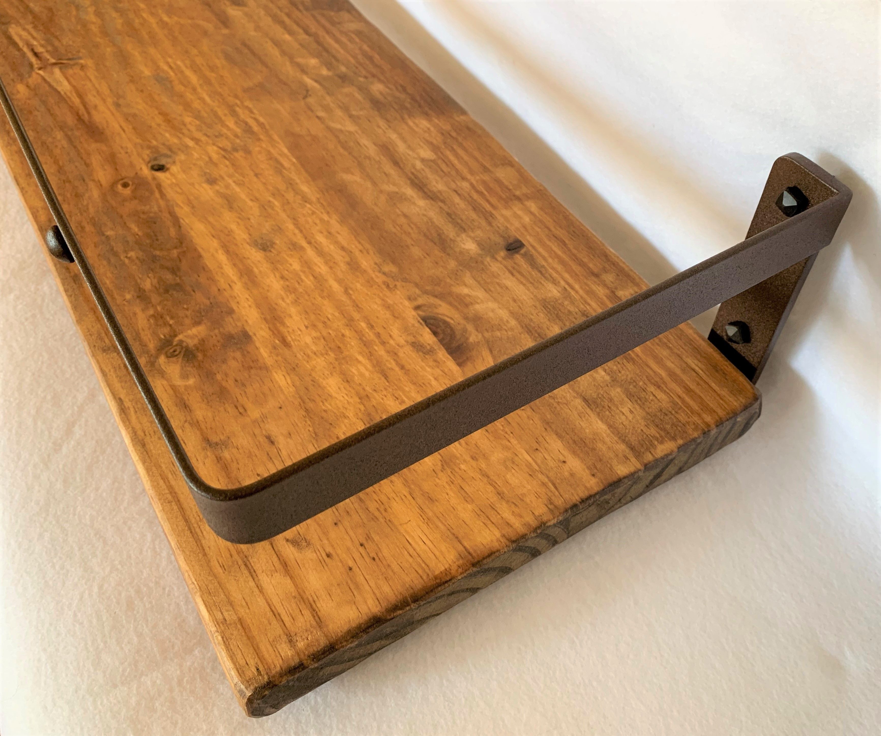 Hand Crafted Farmhouse Shelf, Rustic Country Shelves, Metal & Wood Wall