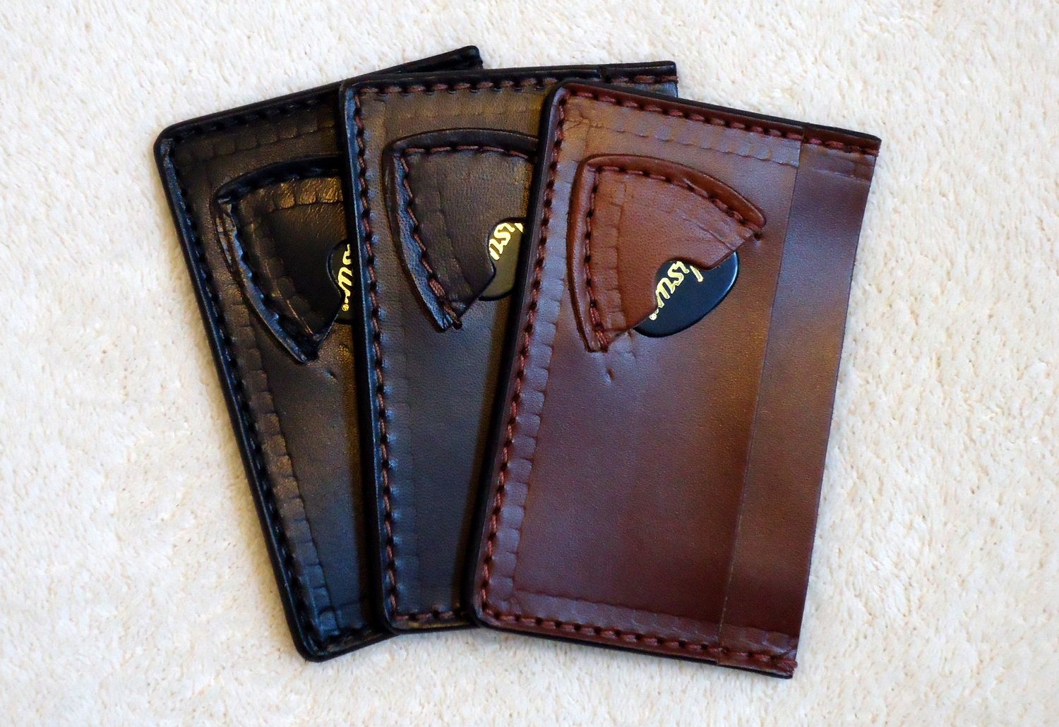 Buy a Hand Crafted Personalized Leather Guitar Pick/Plectrum Id Wallet, made to order from Texas ...