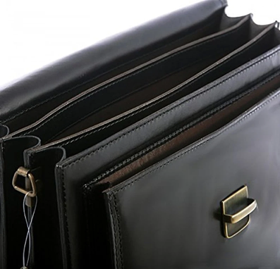Custom Made 16 Leather Black Briefcase, Laptop Bag, Leather Satchel