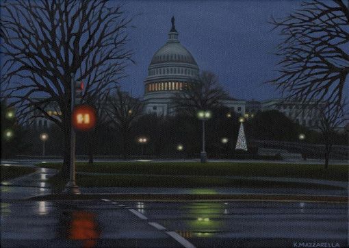 Custom Made "United States Capitol In December" Oil Painting