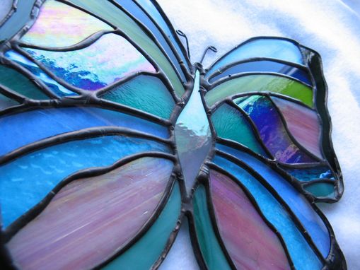 Custom Made Purple, Pink, Turquoise, Blues Or Greens Stained Glass Butterfly Light Catcher