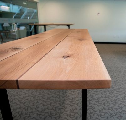 Custom Made Oak Conference Table With Walnut Inlay, Oak Conference Table, Walnut Wood Inlay
