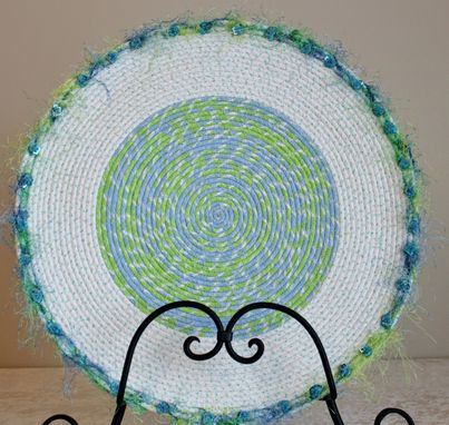 Custom Made Table Center Piece - Table Topper - Fabric Art - Fabric Wrapped Clothesline. Accent Piece