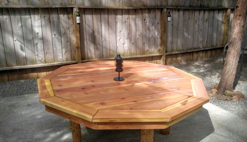 Custom Made Outdoor Redwood 10 Sided Polygon Table.