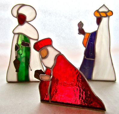 Custom Made Stained Glass Christmas Creche Figures - Santons