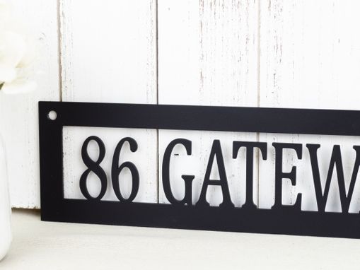 Custom Made Address Metal Sign, Hanging - Matte Black Shown