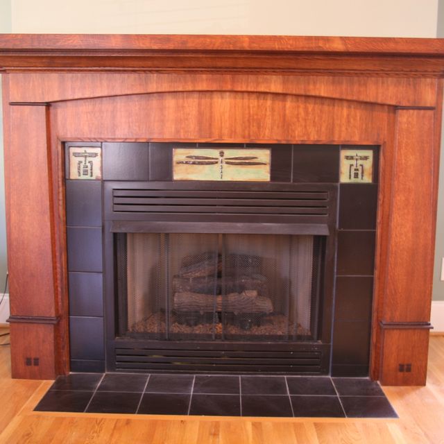 Hand Made Custom Craftsman Style Fireplace Mantle And Surround by Jro Furnituremaker | CustomMade.com This custom fireplace mantle and surround was designed in the Craftsman style and features quartersawn white oak that is stained and glazed to give a …