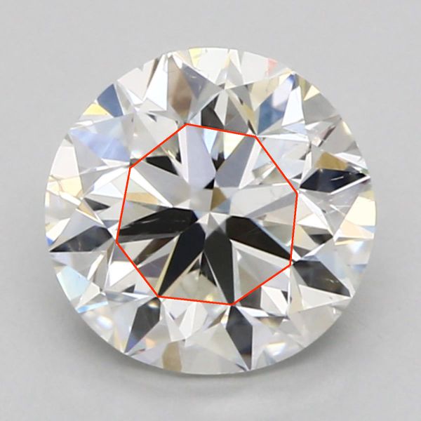 This diamond's symmetry is rated 'good,' resulting in an uneven, less attractive appearance.