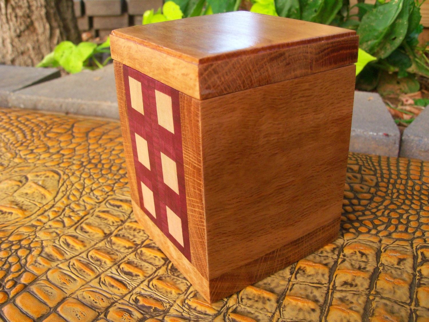 Buy Hand Made Wooden Executive Desk Box With Geometric Inlay, made to