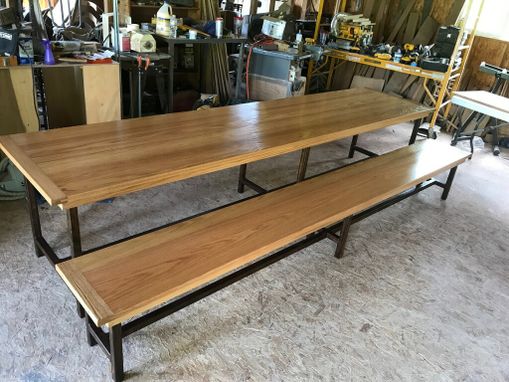 Custom Made Rustic Industrial Table And Bench