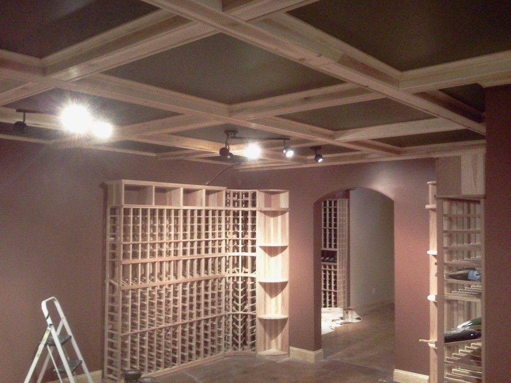 Hand Crafted Wine Cellar Box Beam Ceiling by P.T. Walz & Co. Fine