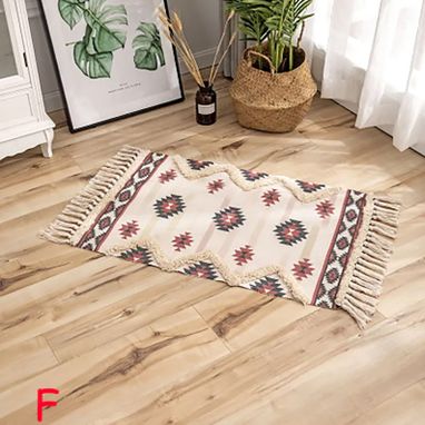 Custom Made Chic Entryway Laundry Rug,Printed Throw Doormat With Fringe Machine Washable