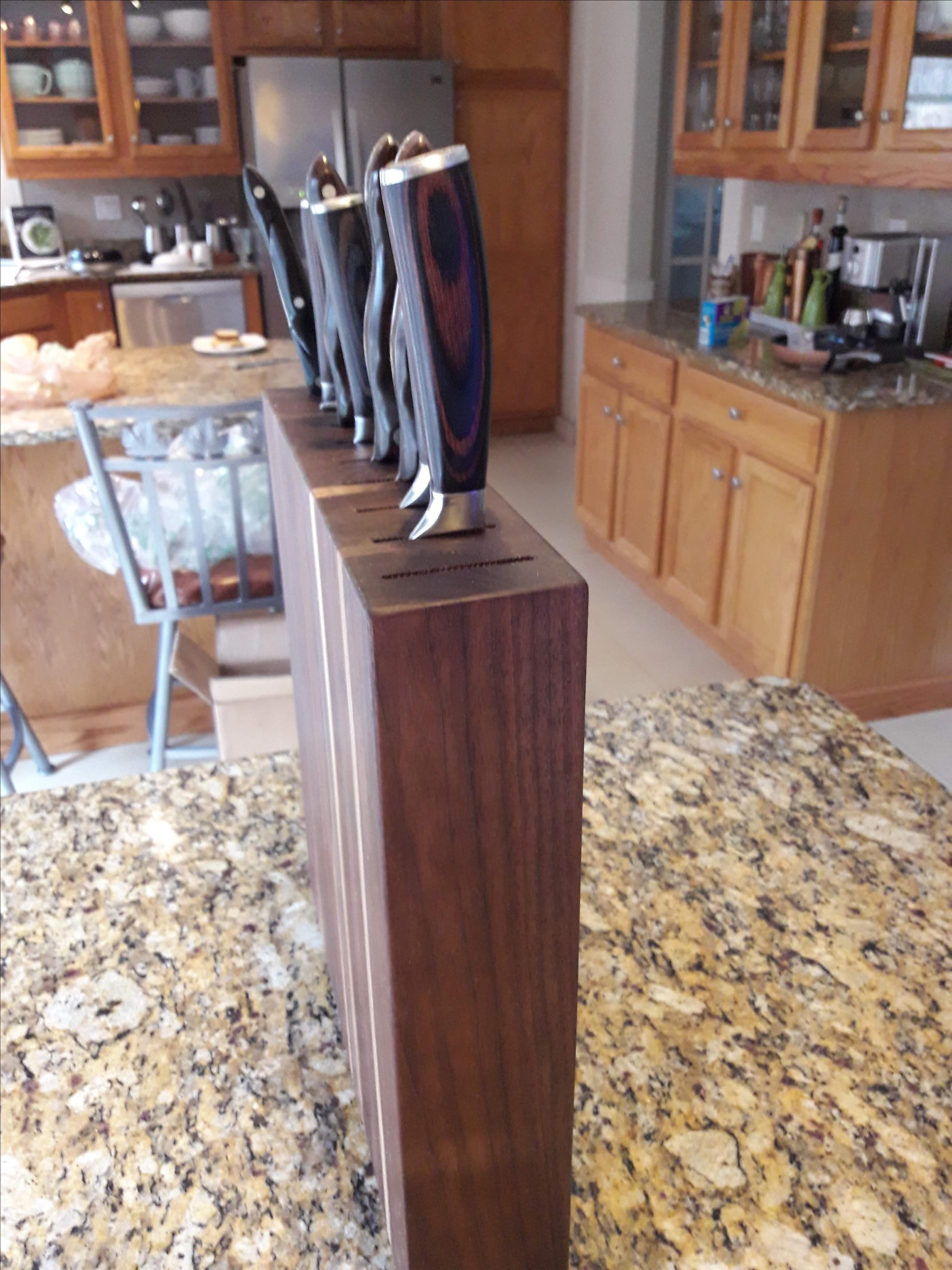 Handmade Customized Walnut Vertical Knife Block by Debner Fine Art and