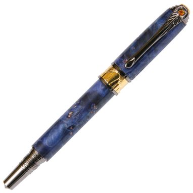 Custom Made Lanier Art Deco Fountain Pen - Blue Box Elder - Af6w11