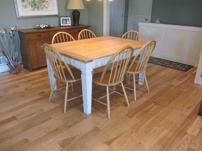 Hand Made Hickory Topped Farmhouse Dining Table by Woodward Woodworks