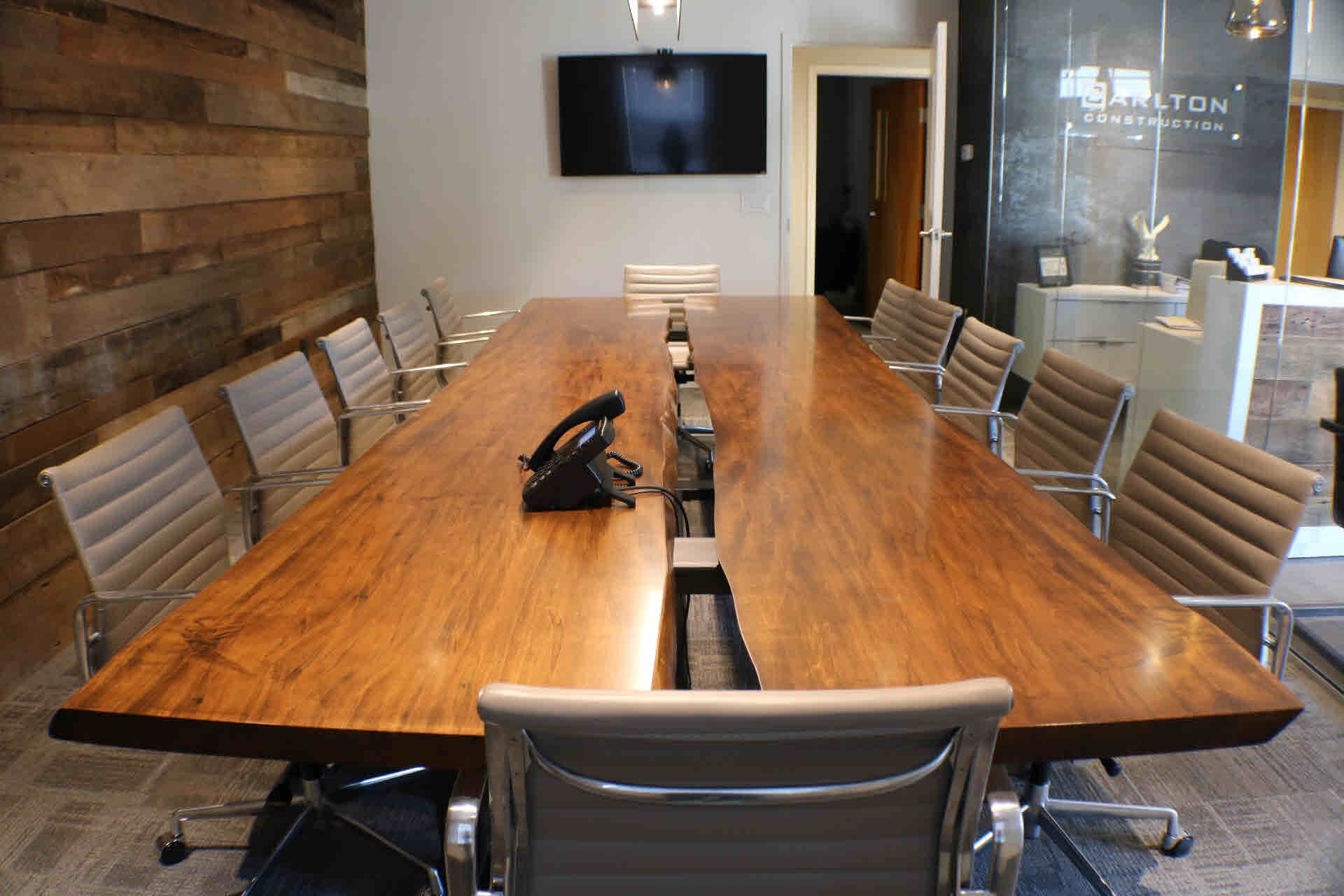 Round custom made solid wood dining - conference tables